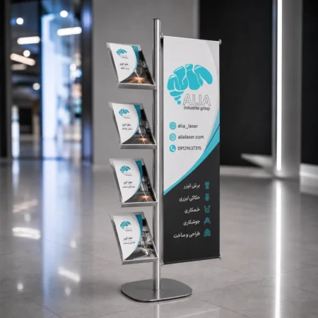 جای بروشور نمایشگاهی با بنر جانبی